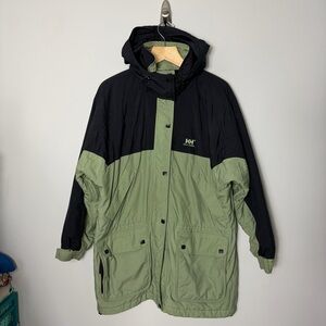 Helly Hansen Vintage Snow Ridge Parka Jacket Hooded Green Black Size Large